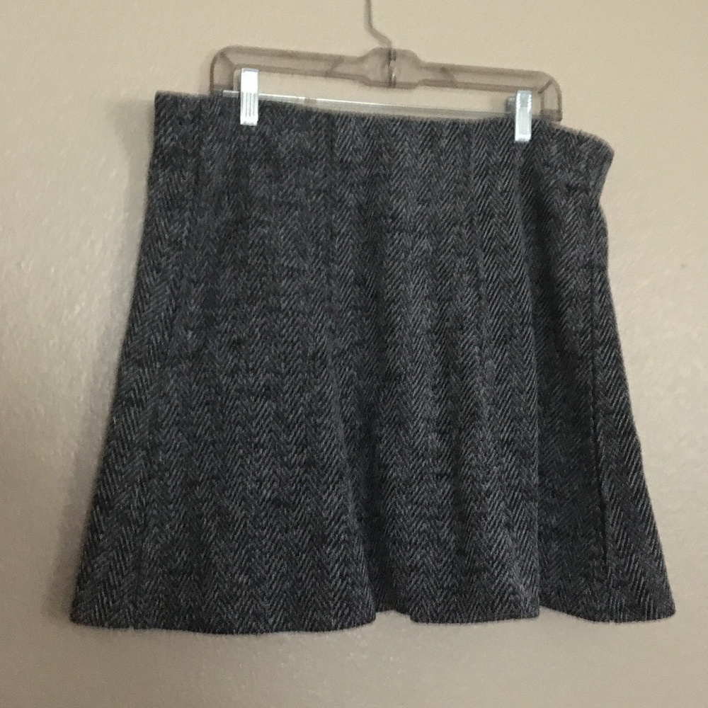 LOFT Grey Herringbone A-Line Skirt